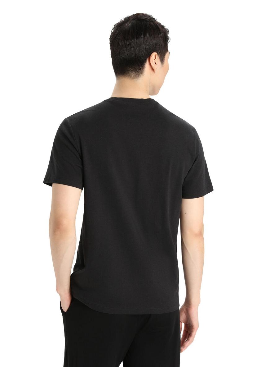 Men's Icebreaker Merino Central Classic Short Sleeve T Shirts Black | CA 1801RVDW